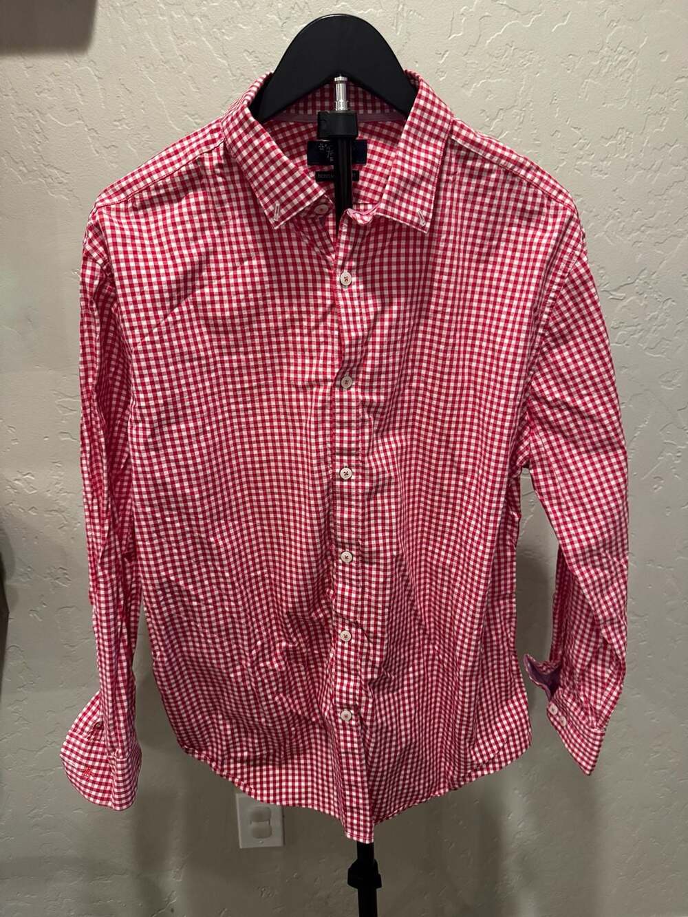 An Original Penguin Heritage Slim Fit Red and White Gingham Button Down Shirt